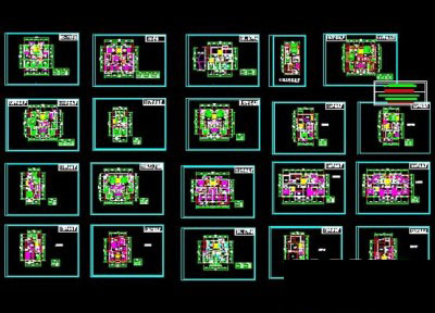 20 kinds of multi-storey residential floor plan CAD drawing download